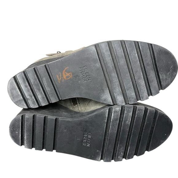 NWOB EILEEN FISHER Gray Suede Wedge‎ Wrap & Belt Detail Women's Size 8 - Picture 8 of 8